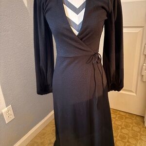 H&M Black Long Sleeve Wrap Dress